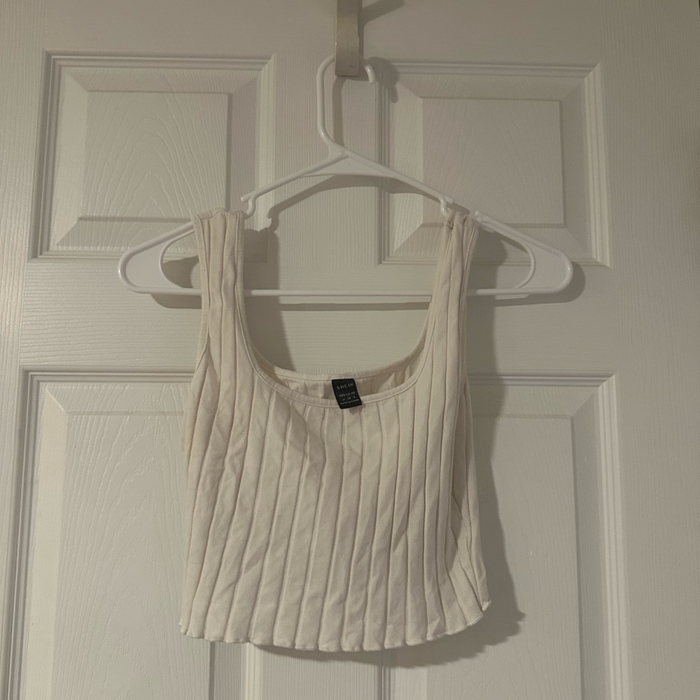 SHEIN White Ribbed Crop Tank Top